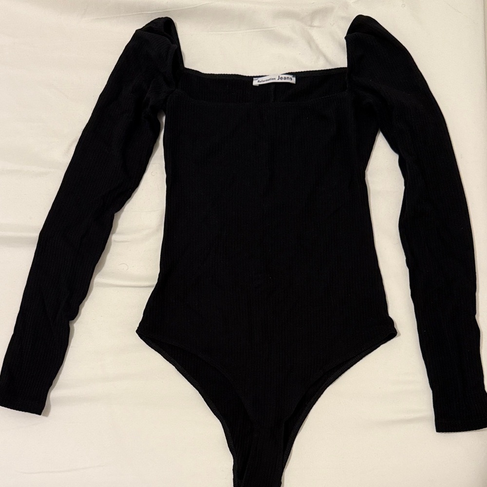 Reformation Black Long Sleeve Bodysuit
